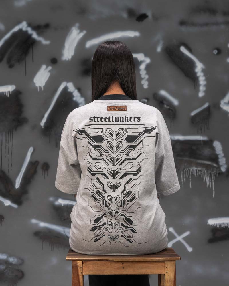 Cyber Punk Gray Color - Oversized Graphic T-shirt
